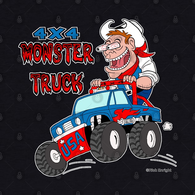 4X4 Monster Truck & Crazy Cowboy Cartoon by AceToons